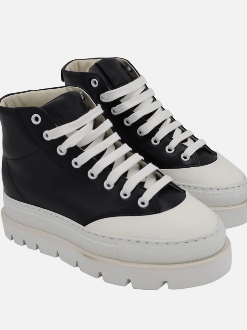 MM6 Maison Martin Margiela Black and White Lug-Soled High-Top Boots